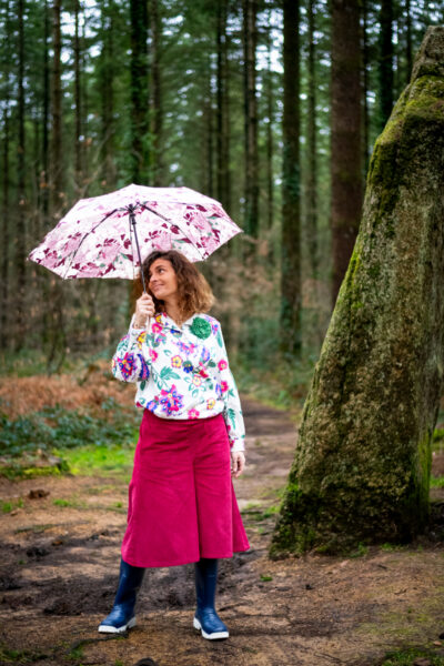 jupe-culotte en version framboise, vêtement féminin, audacieux et éco-responsable